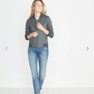 Marine Layer Vail quilted bomber jacket in charcoal. Small